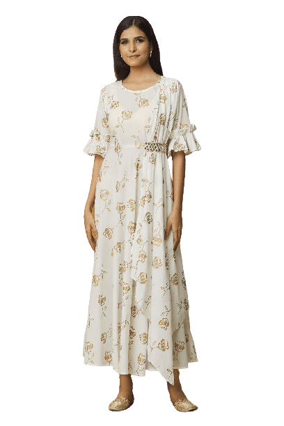 Vedic Ethnic Motifs Long Kurta Asymmetric Dress