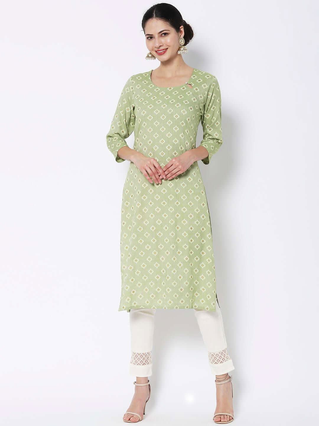 Vedic Women Cotton Geometric Printed Kurta - Vedic Apparel Private Limited