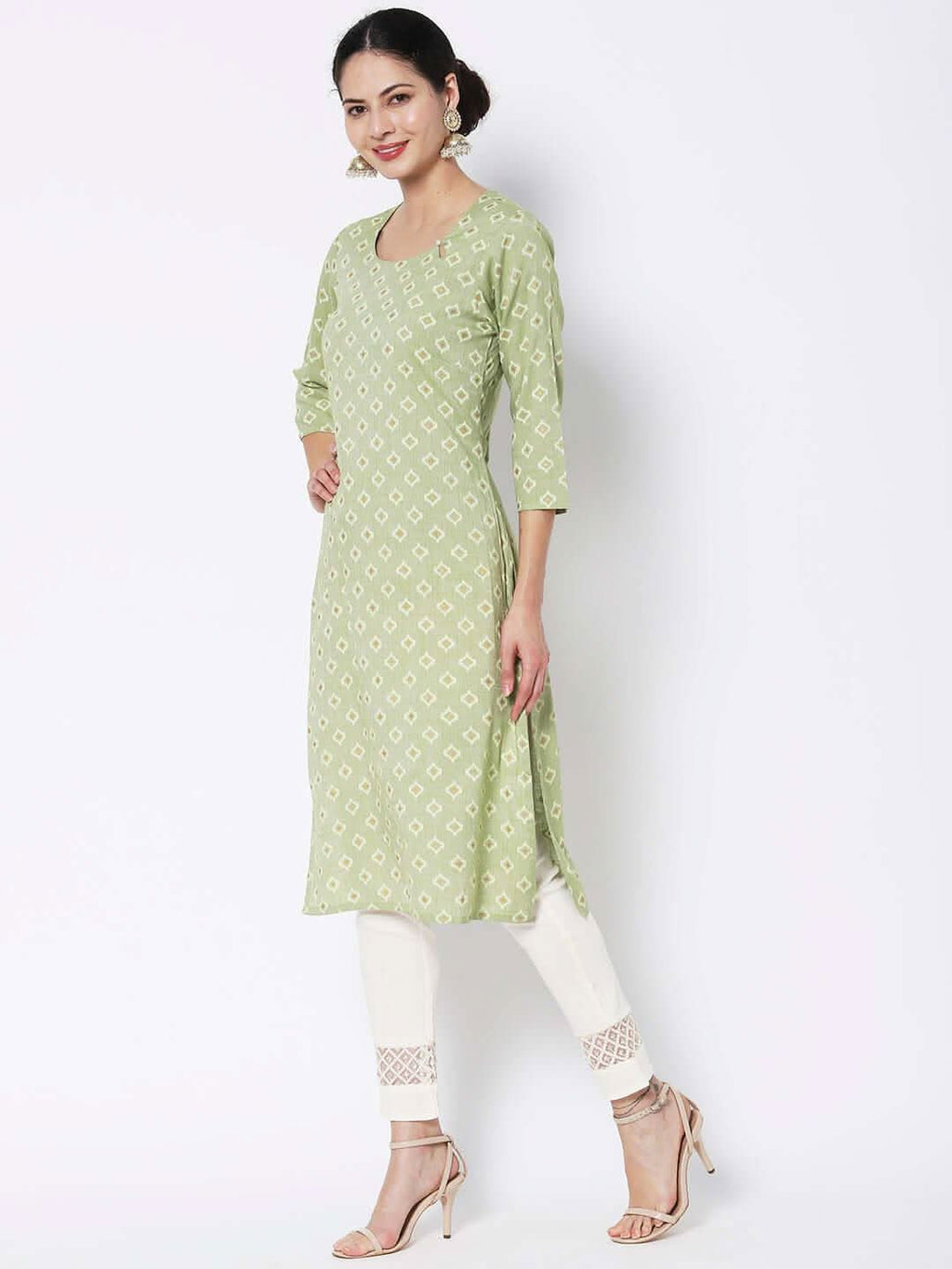 Vedic Women Cotton Geometric Printed Kurta - Vedic Apparel Private Limited