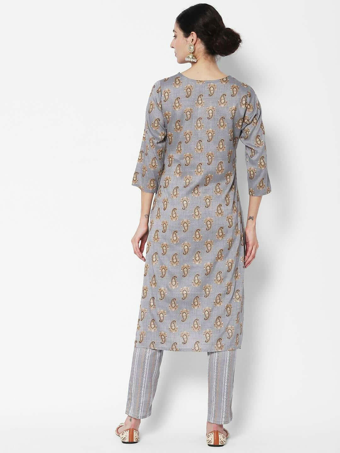 Vedic Ethnic Motif Printed Pure Cotton Kurta With Trousers - Vedic Apparel Private Limited
