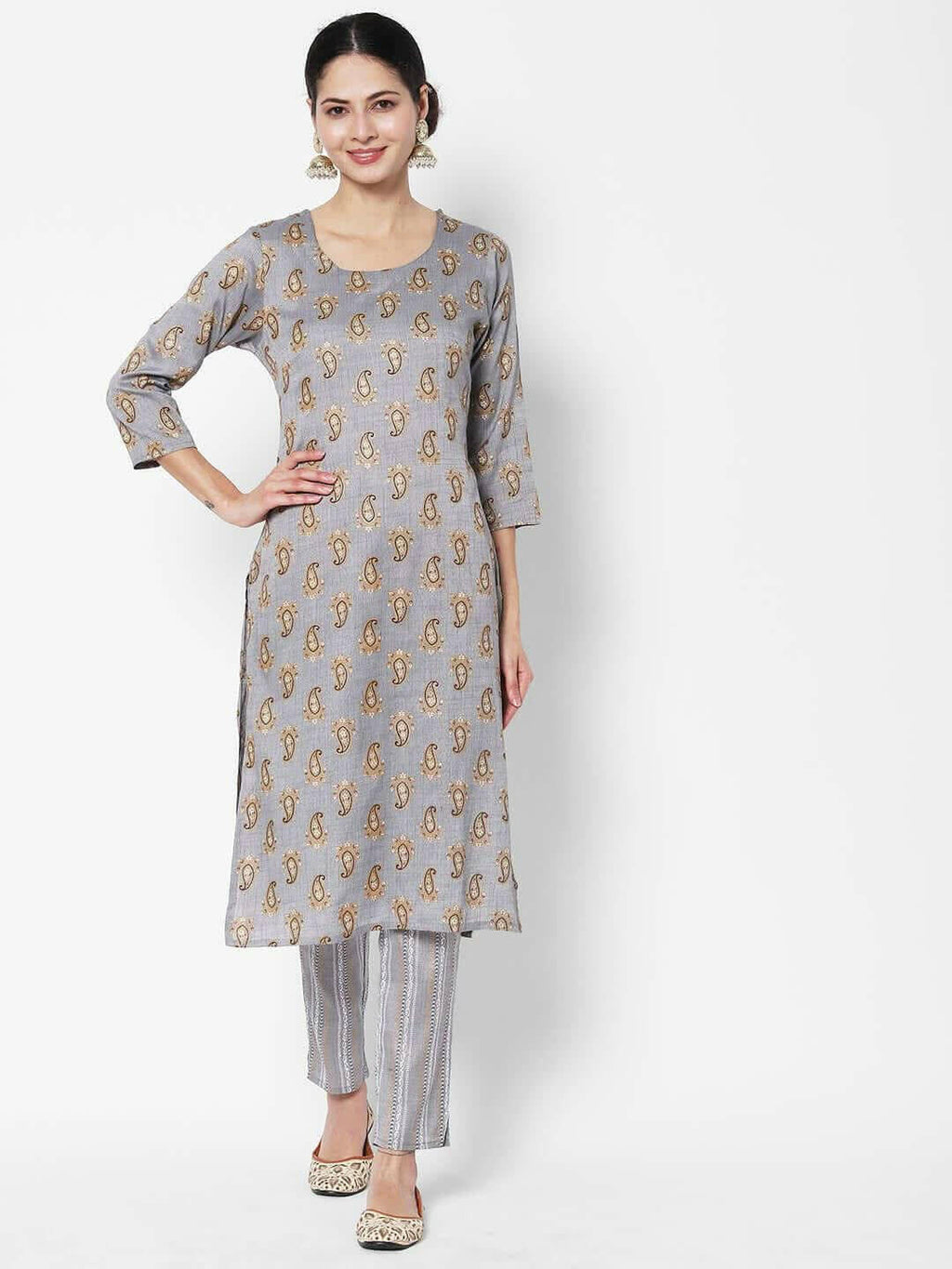 Vedic Ethnic Motif Printed Pure Cotton Kurta With Trousers - Vedic Apparel Private Limited