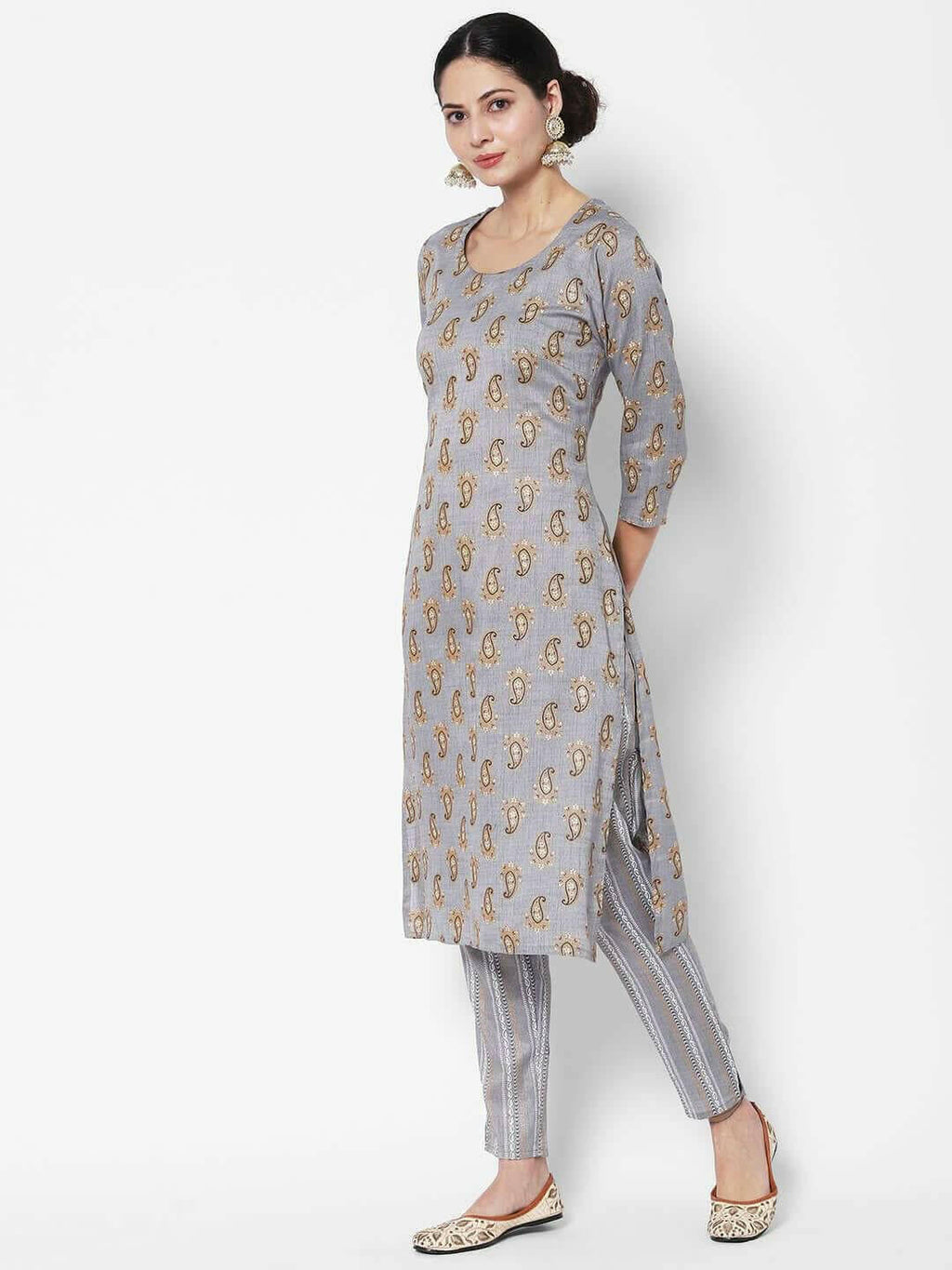 Vedic Ethnic Motif Printed Pure Cotton Kurta With Trousers - Vedic Apparel Private Limited