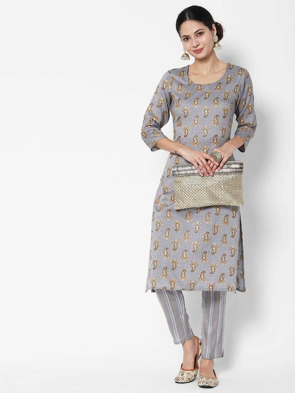Vedic Ethnic Motif Printed Pure Cotton Kurta With Trousers - Vedic Apparel Private Limited