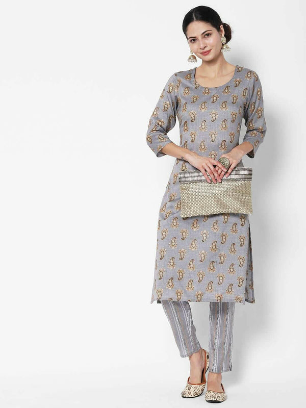 Vedic Ethnic Motif Printed Pure Cotton Kurta With Trousers
