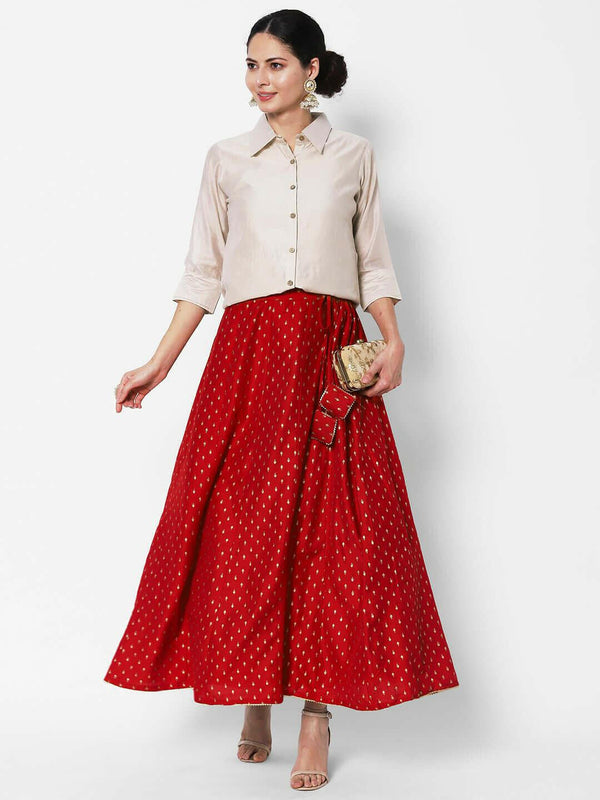 Vedic Ethnic Motif Printed Maxi Flared Skirt