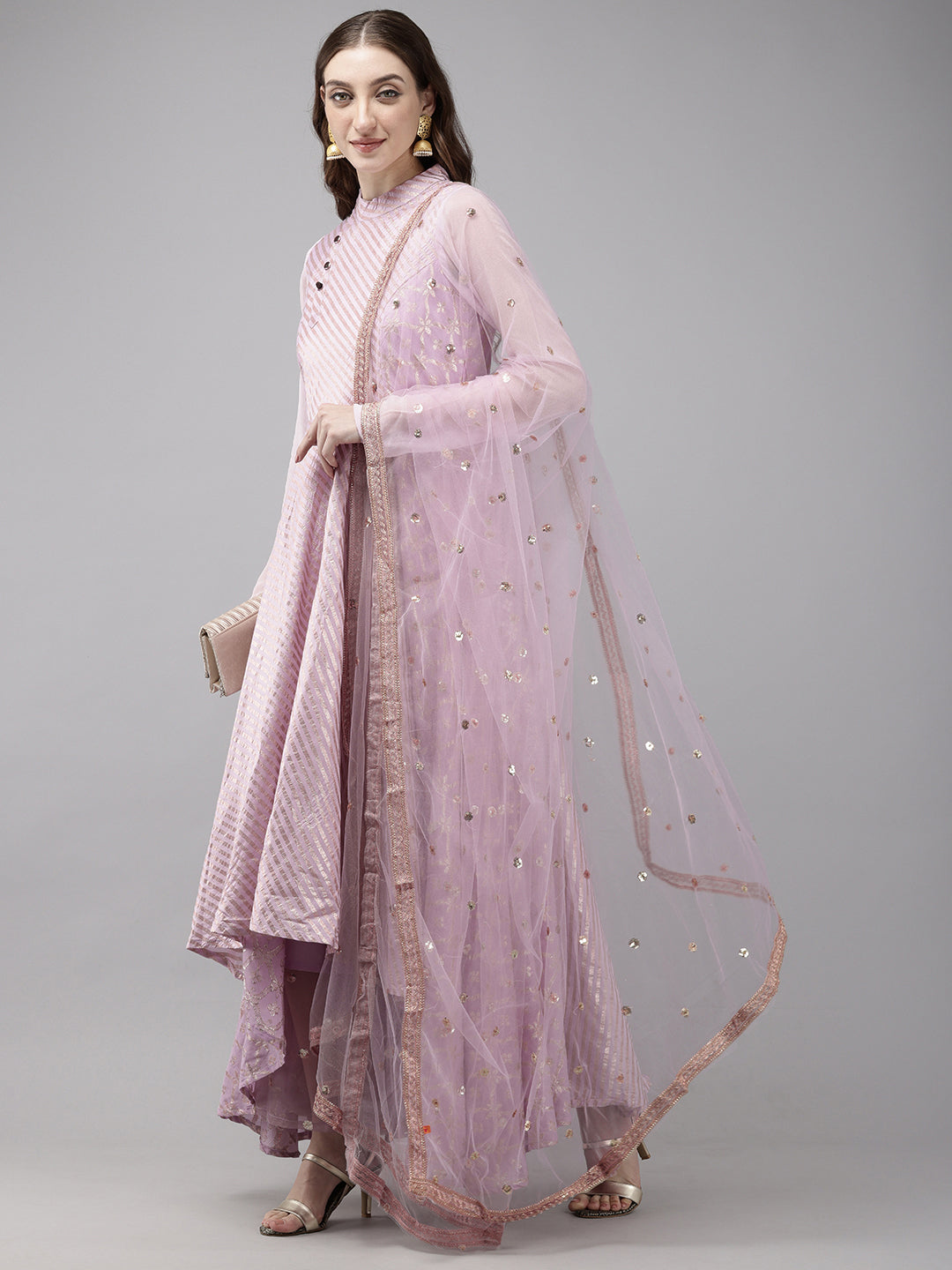 Vedic Women All Over Print Anarkali Plazzo and Dupatta - Vedic Apparel Private Limited