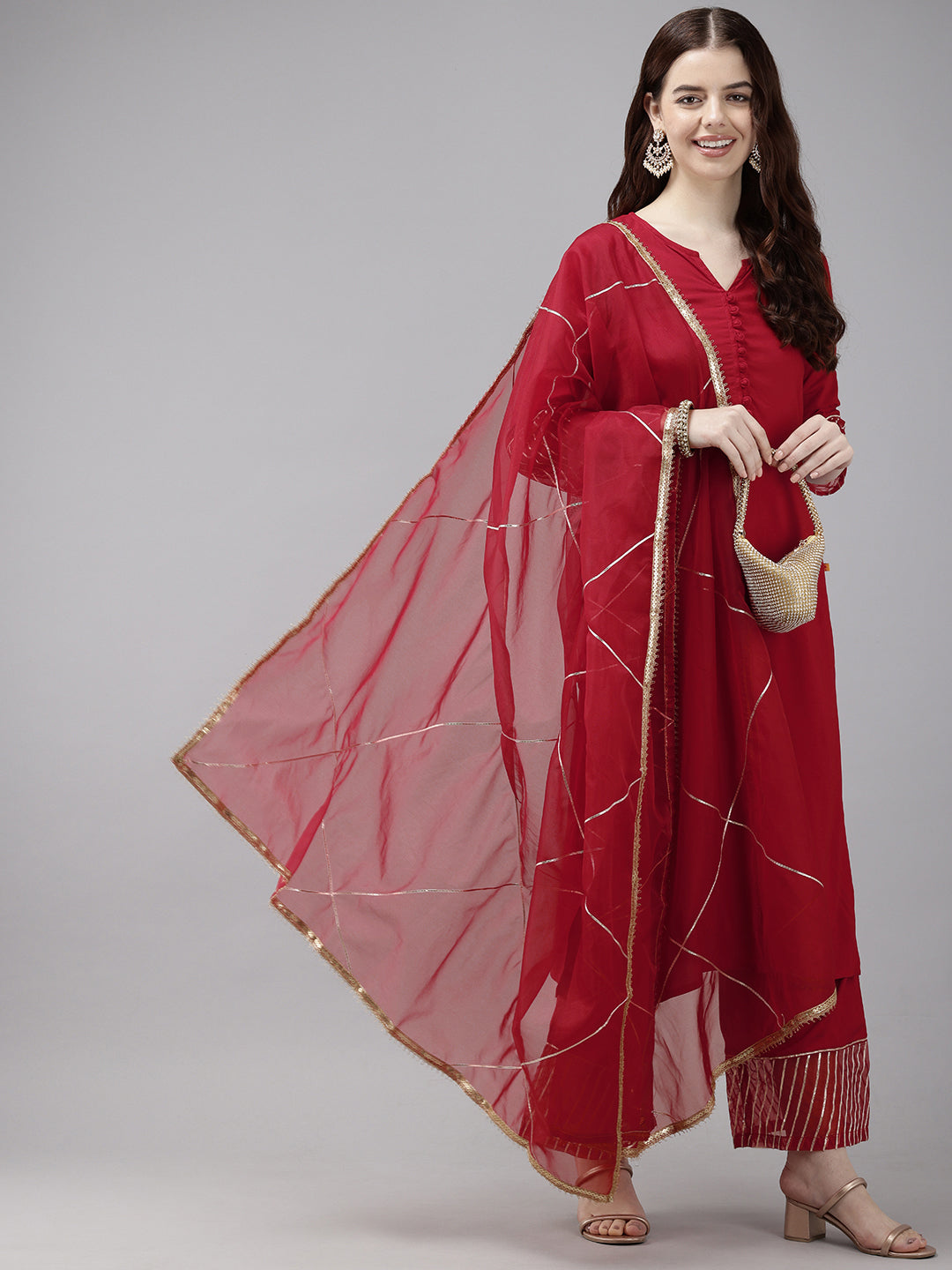 Vedic Women Embroidered Straight Kurta Pant Dupatta