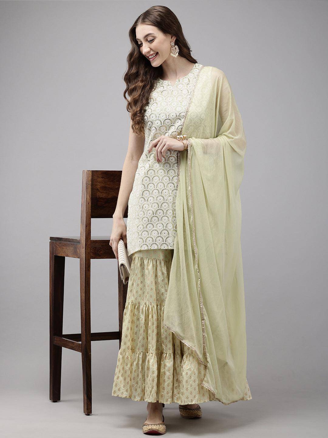 Vedic Women Kurta Sharara Dupatta - Vedic Apparel Private Limited