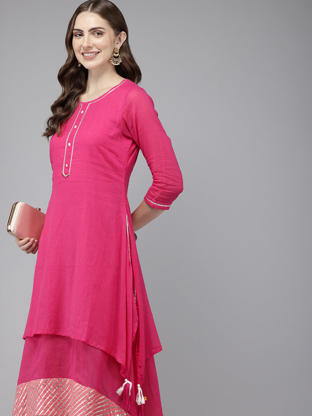 Vedic Women Solid Double Layre A Line Dress