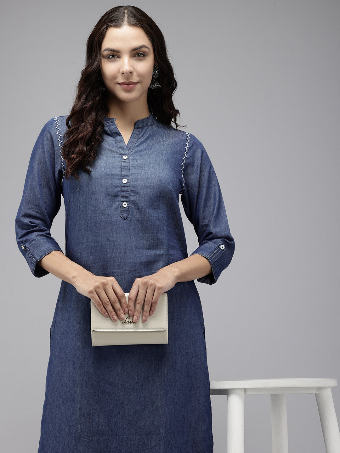 Vedic Women Denim Straight Kurta