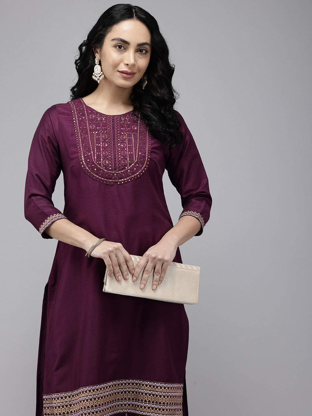 Vedic Women Embroidery Straight Medium Kurta - Vedic Apparel Private Limited