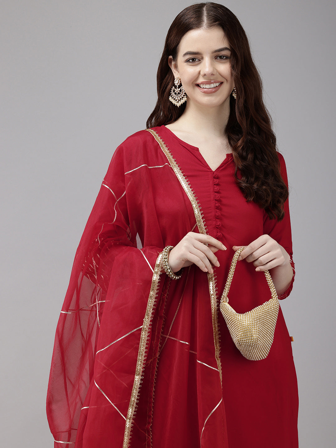 Vedic Women Embroidered Straight Kurta Pant Dupatta