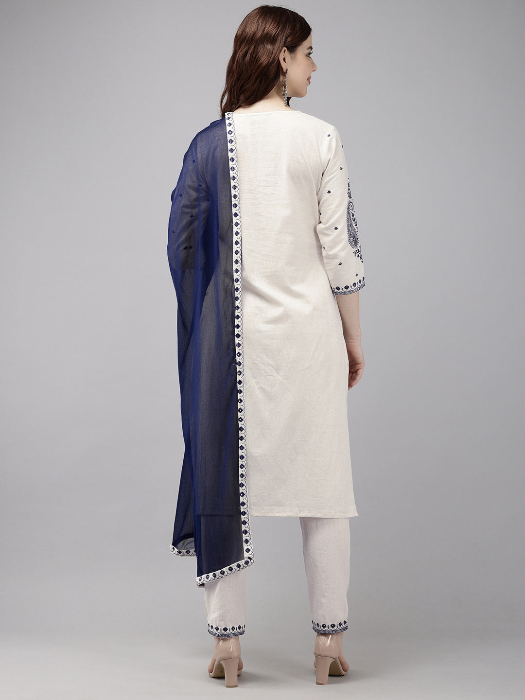 Vedic Women Embroidered A-Line Kurta Pant with dupatta