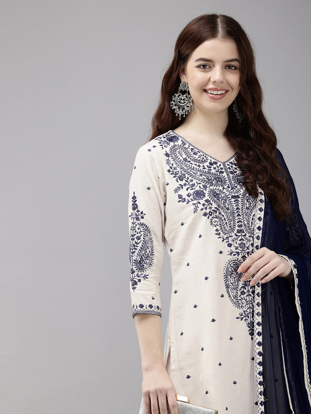 Vedic Women Embroidered A-Line Kurta Pant with dupatta