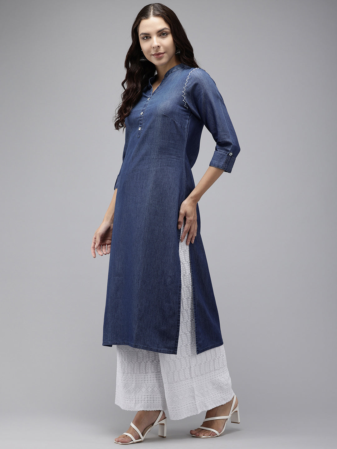 Vedic Women Denim Straight Kurta