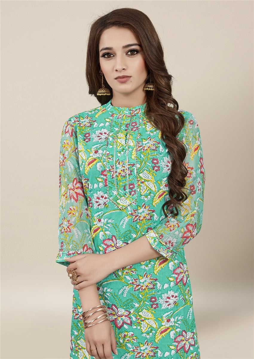 Buy Fabster solid Sleeveless Green Shirt style Poly crepe Kurti Online at  Best Prices in India - JioMart.