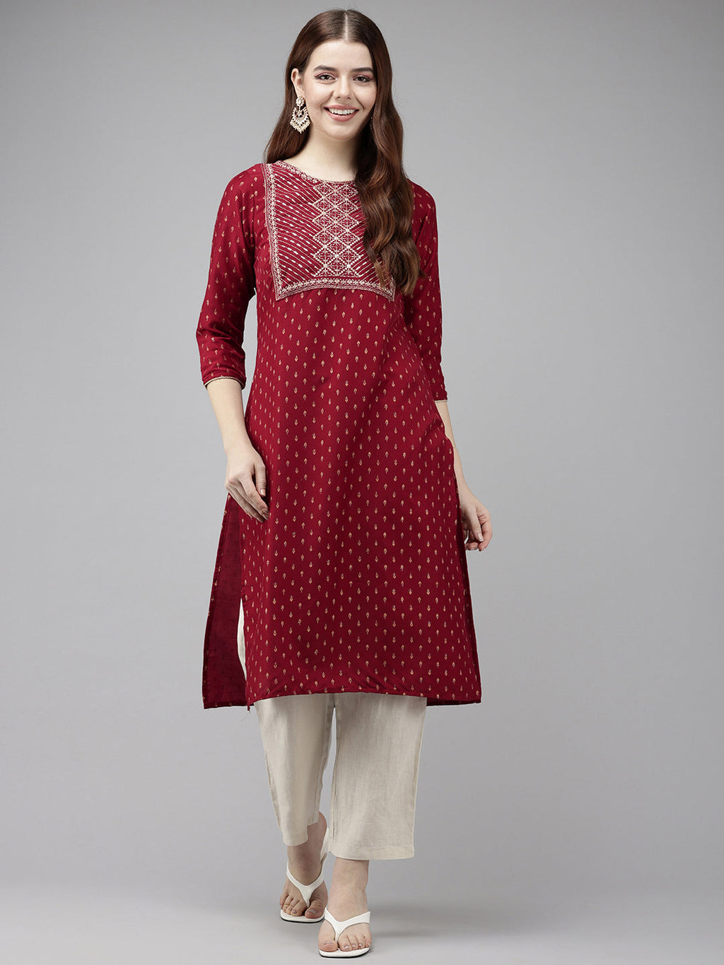 Vedic's premium Medium length maroon Kurta - Vedic Apparel Private Limited