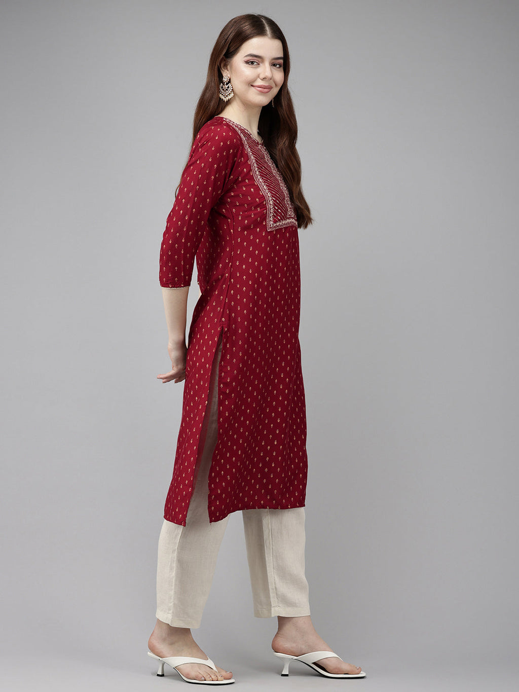 Vedic's premium Medium length maroon Kurta - Vedic Apparel Private Limited