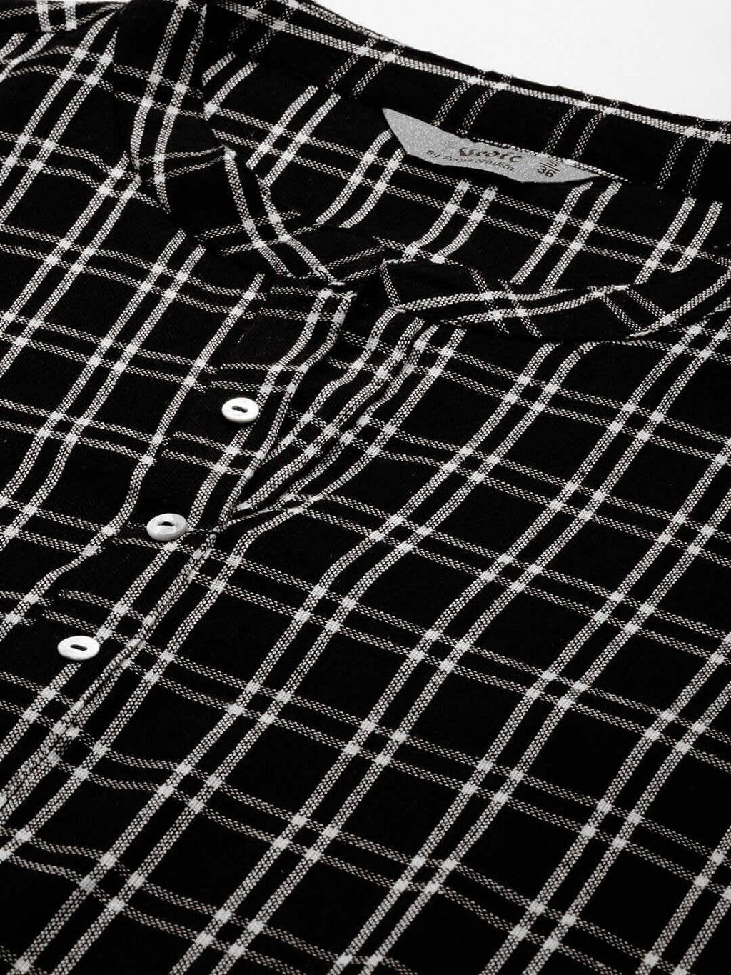 Vedic Women Black White Printed Pure Cotton Kurta - Vedic Apparel Private Limited