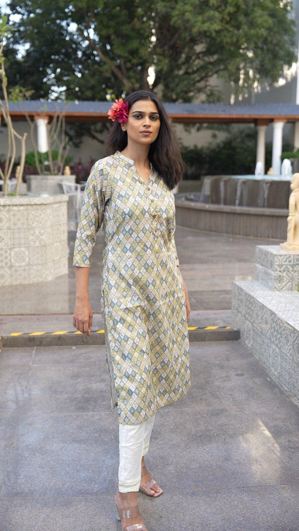 Vedic apparel printed straight kurta - Vedic Apparel Private Limited