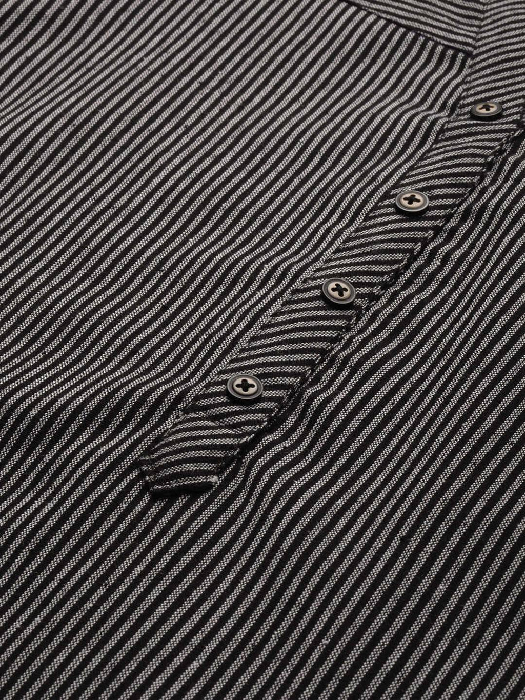 Vedic Women Black  White Striped Kurta - Vedic Apparel Private Limited