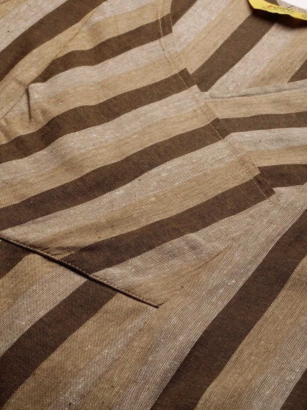Vedic Women Brown  Beige Striped Kurta - Vedic Apparel Private Limited
