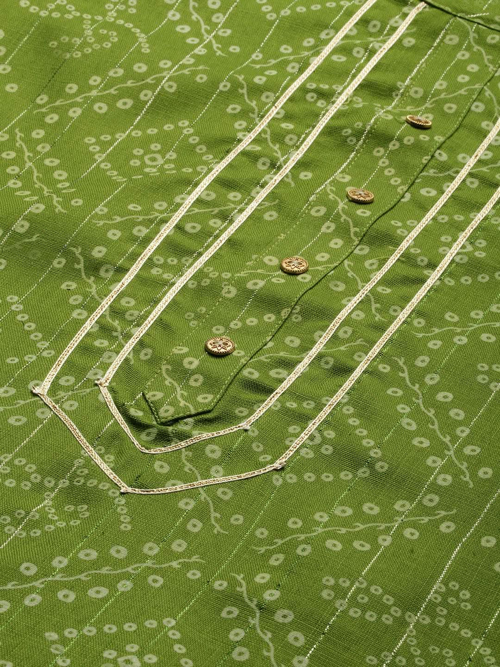 Vedic Women Green Bandhani Printed Gotta Patti Kurta - Vedic Apparel Private Limited