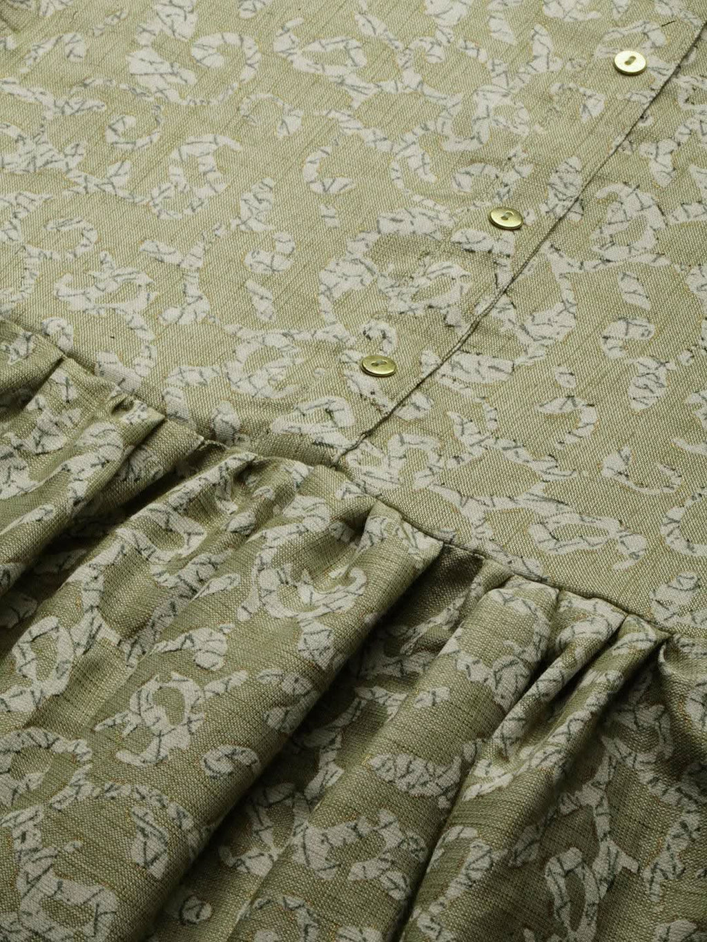 Vedic Women Olive Green Ethnic Motifs Printed Kurta - Vedic Apparel Private Limited