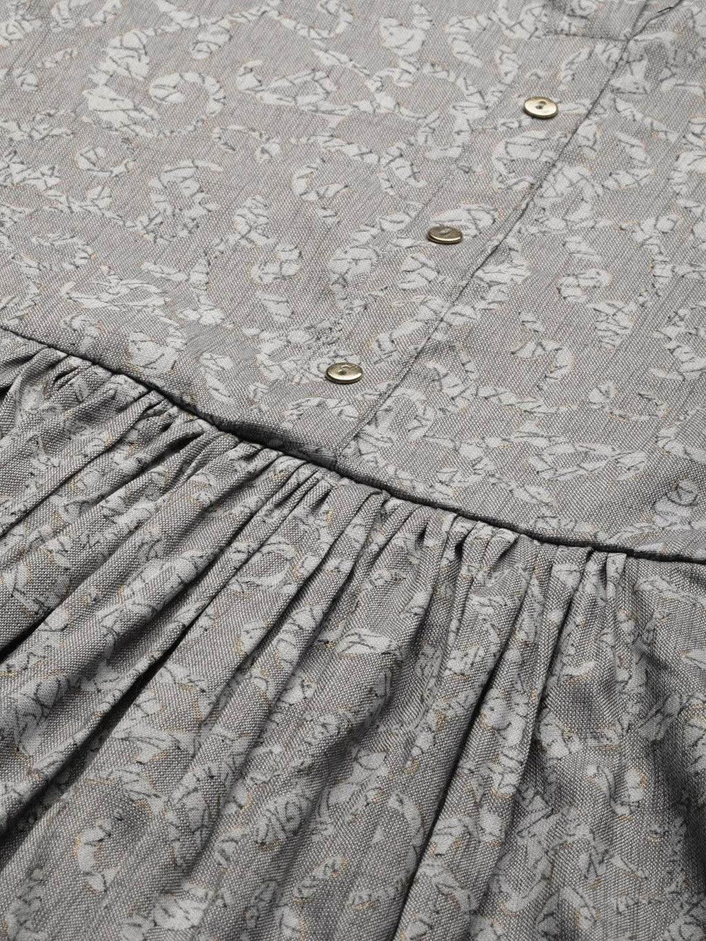 Vedic Women Grey Ethnic Motifs Printed Kurta - Vedic Apparel Private Limited