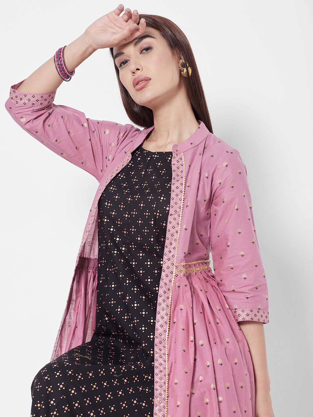 Buy Teal Rayon Ethnic Dress With Georgette Floral Print Shrug & Belt –  SCAKHI