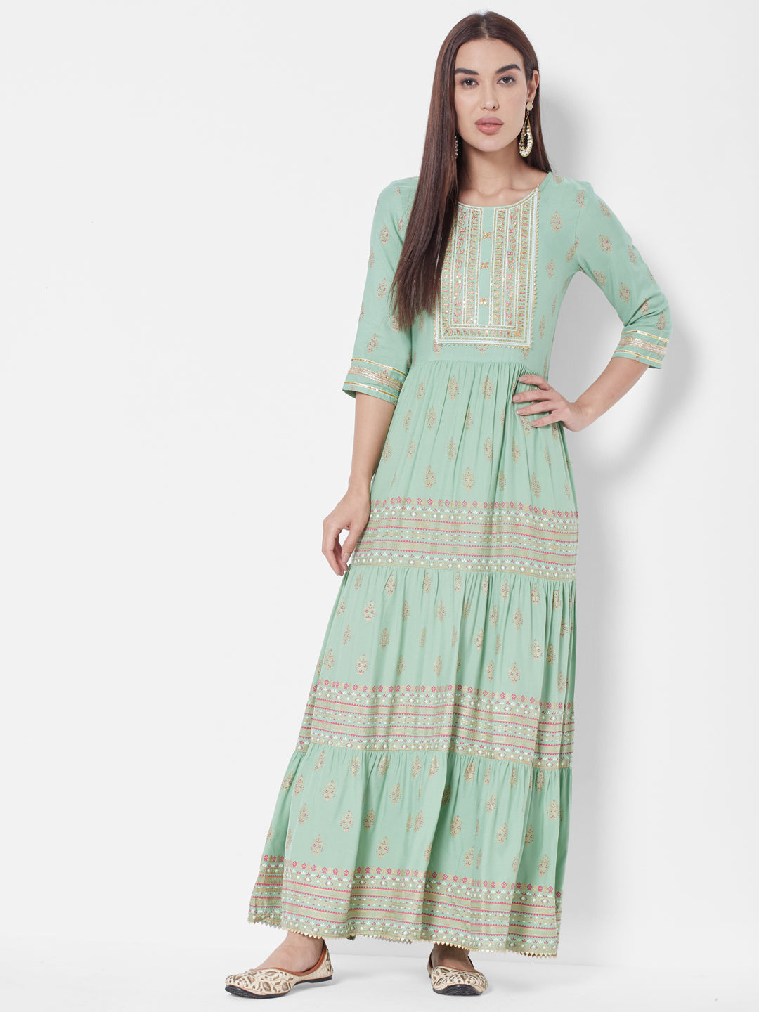 Vedic Ethnic Motifs Printed Maxi Dress