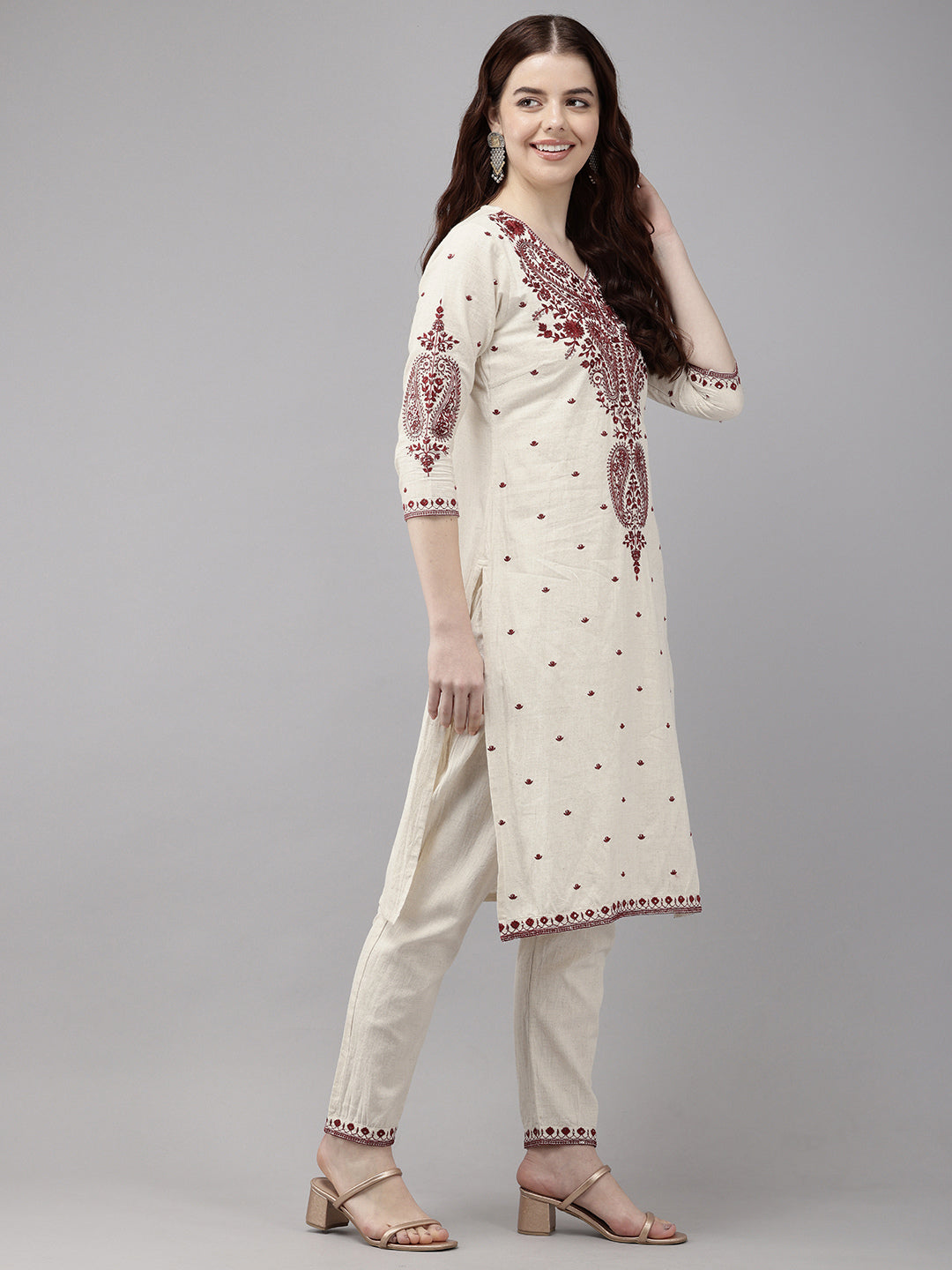 Vedic Women Embroidered A-Line Kurta Pant with dupatta