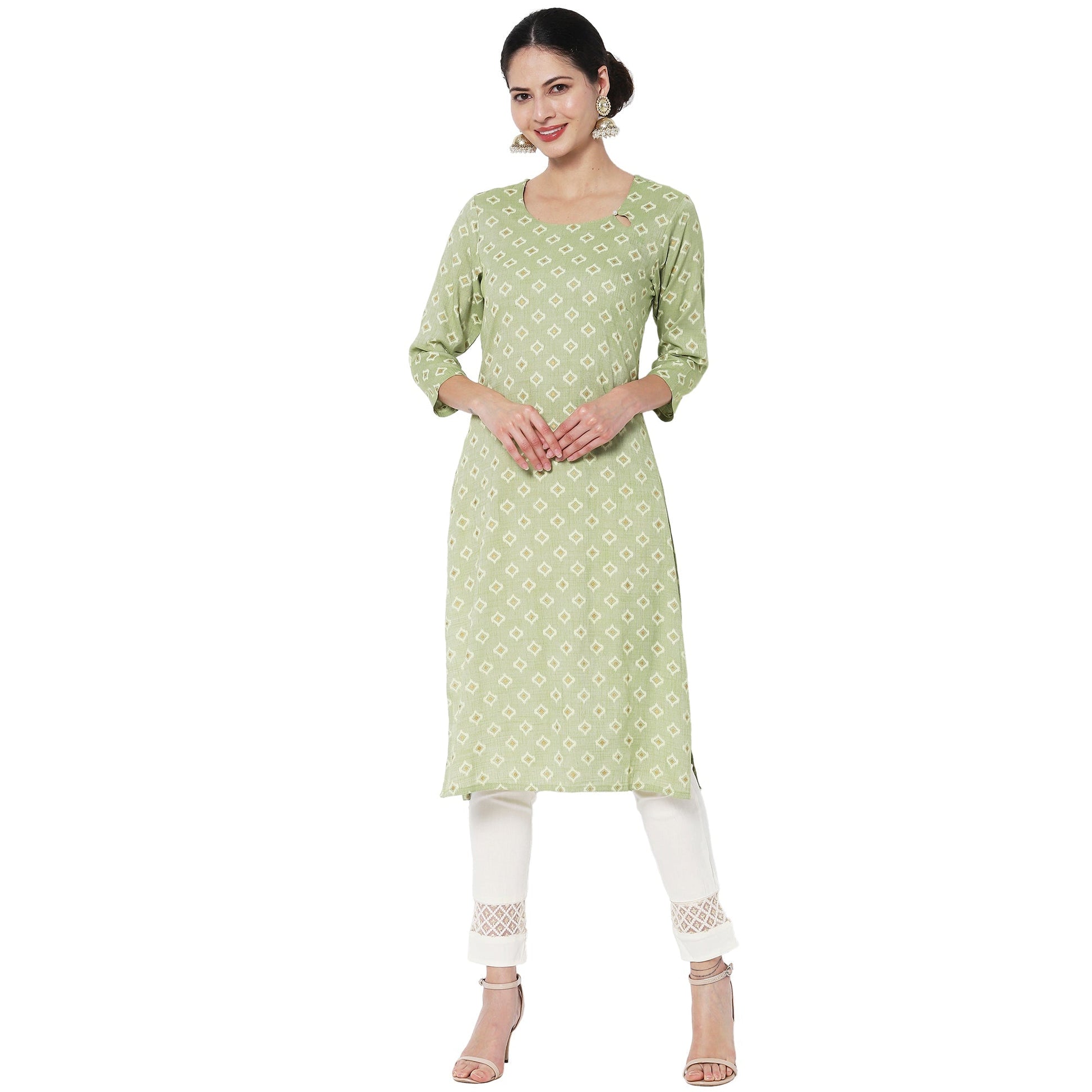 Vedic Women Cotton Geometric Printed Kurta - Vedic Apparel Private Limited