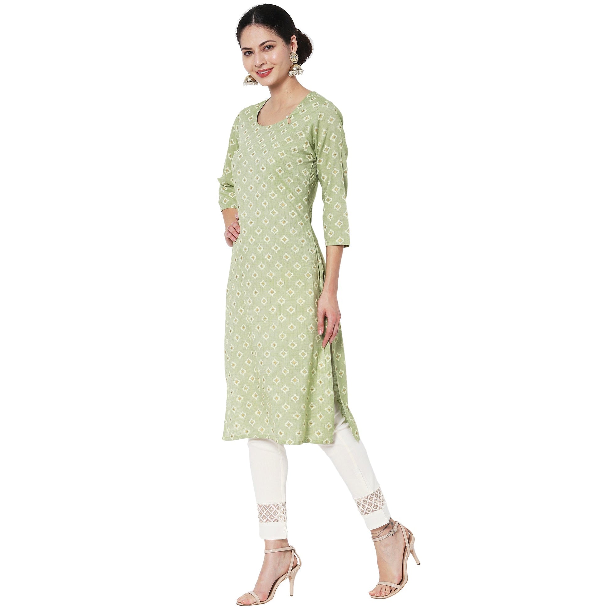 Vedic Women Cotton Geometric Printed Kurta - Vedic Apparel Private Limited
