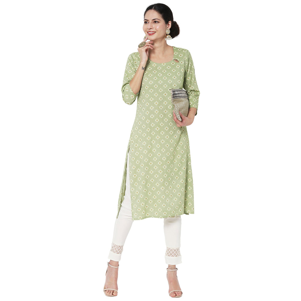 Vedic Women Cotton Geometric Printed Kurta - Vedic Apparel Private Limited