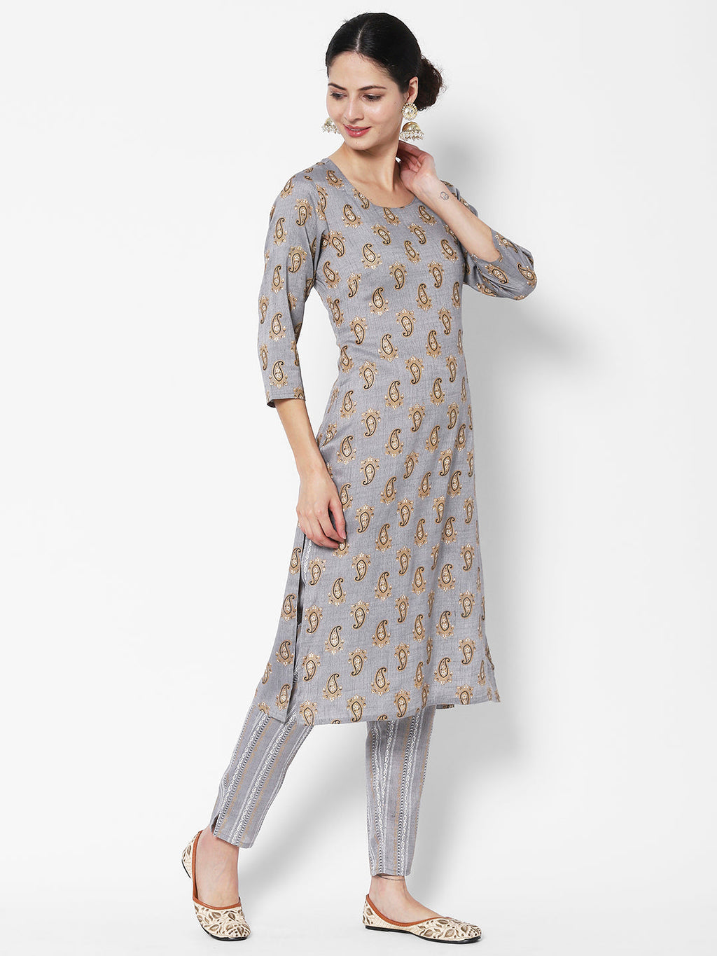 Vedic Ethnic Motif Printed Pure Cotton Kurta With Trousers - Vedic Apparel Private Limited