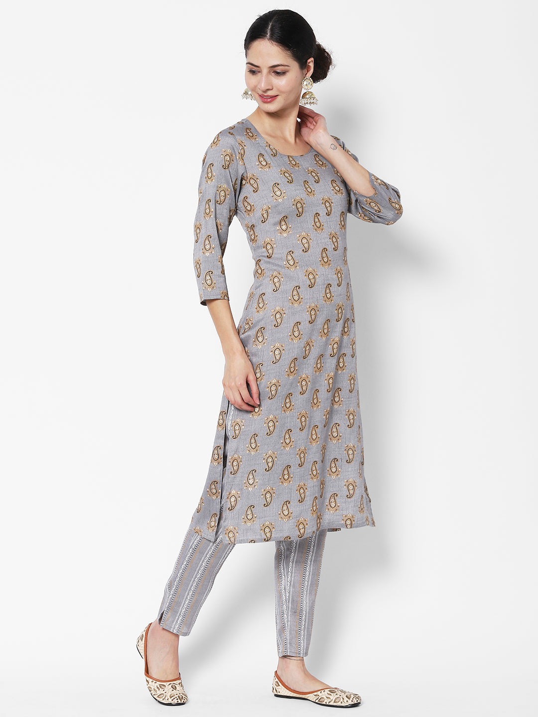 Vedic Ethnic Motif Printed Pure Cotton Kurta With Trousers - Vedic Apparel Private Limited