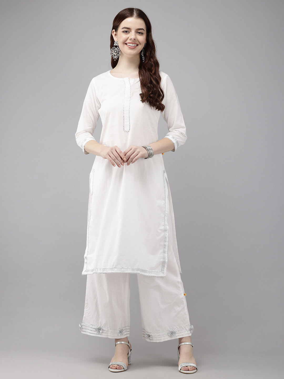 Vedic Women Embellished Laced Straight Kurta And Plazzo - Vedic Apparel Private Limited