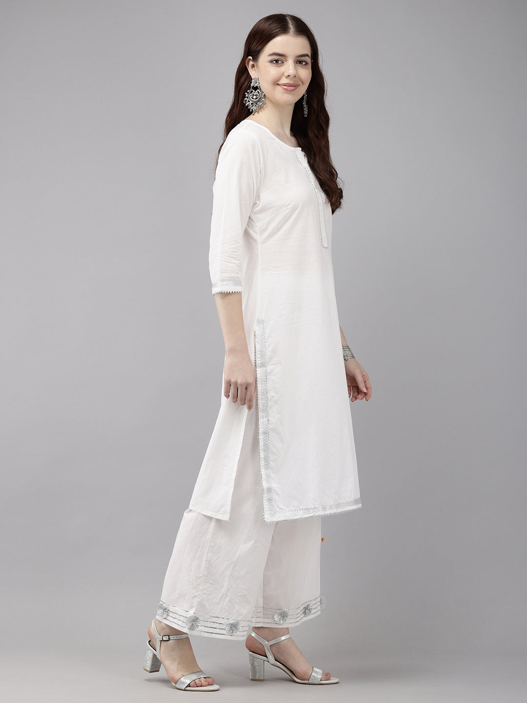 Vedic Women Embellished Laced Straight Kurta And Plazzo