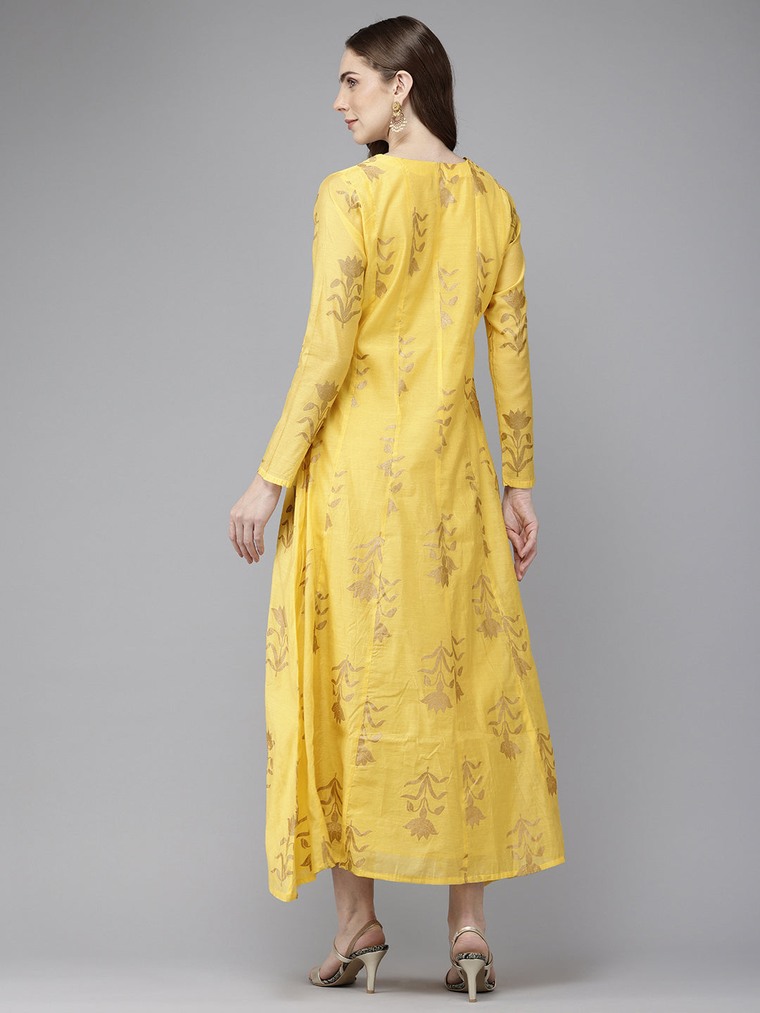 Vedic Women Anarkali Dress With Emboidery At Neck