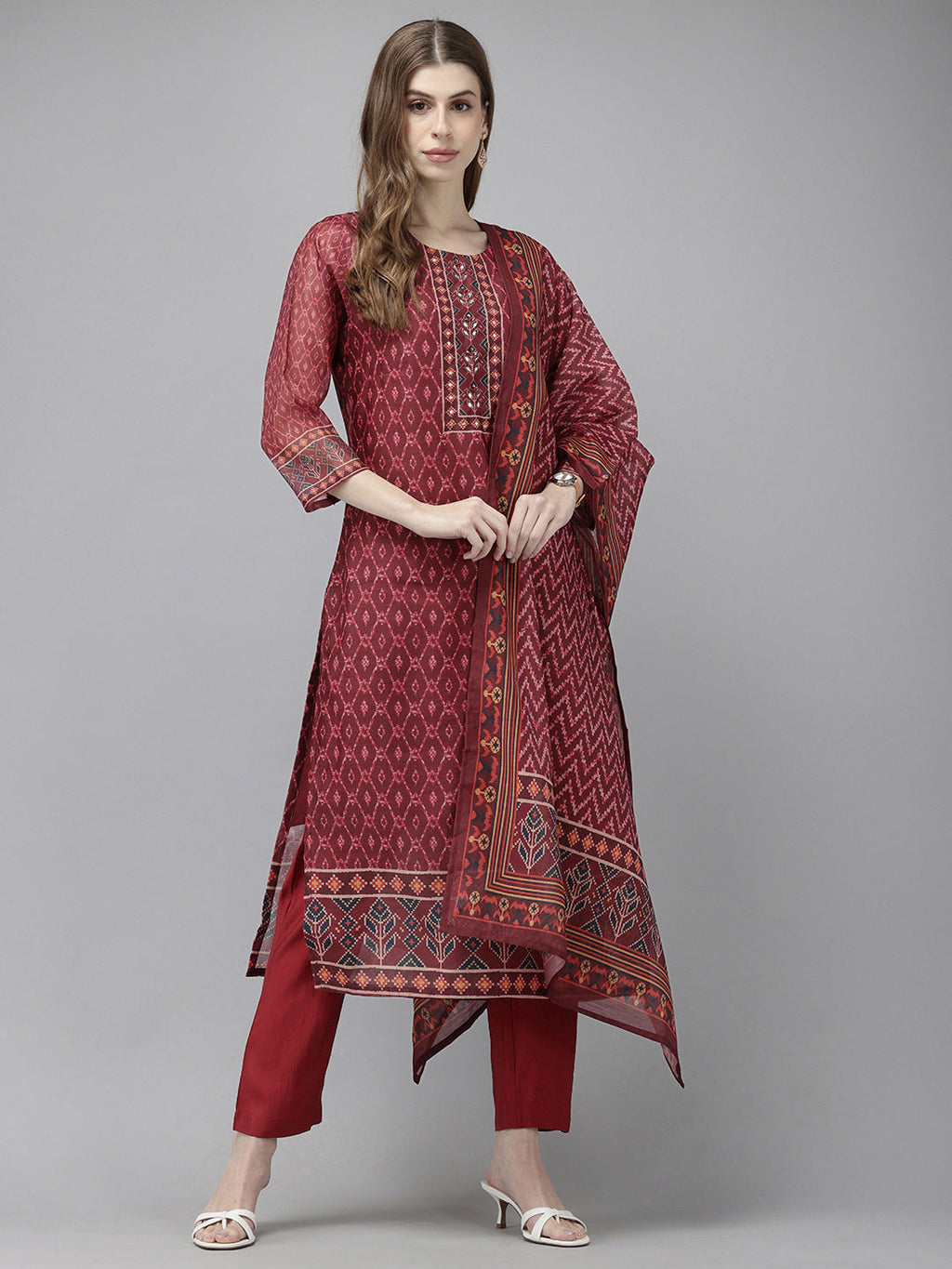 Vedic premium chanderi silk set.