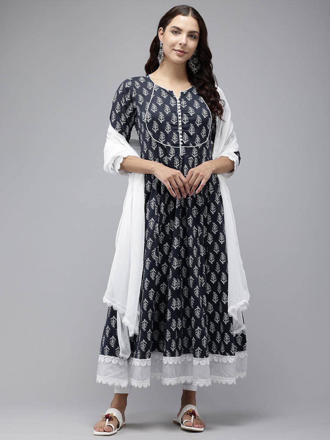 Vedic Anarkali Kurta Pant Dupatta - Vedic Apparel Private Limited