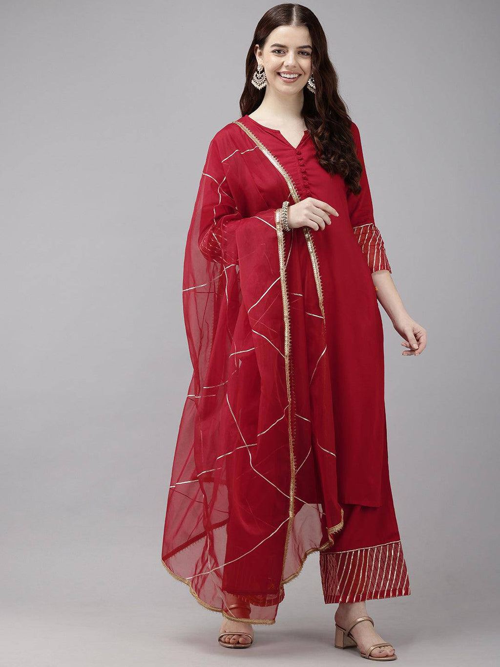 Vedic Women Embroidered Straight Kurta Pant Dupatta - Vedic Apparel Private Limited