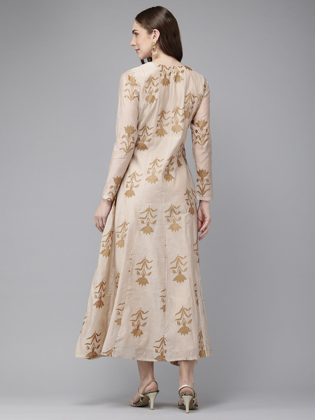 Vedic Women Anarkali Dress With Emboidery At Neck