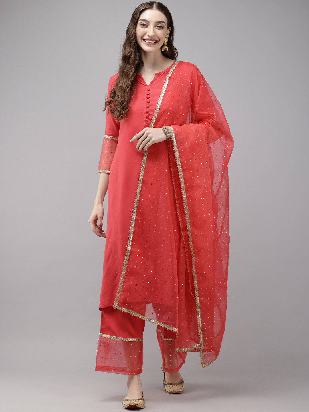 Vedic Women All Over Print Kurta Pant Dupatta