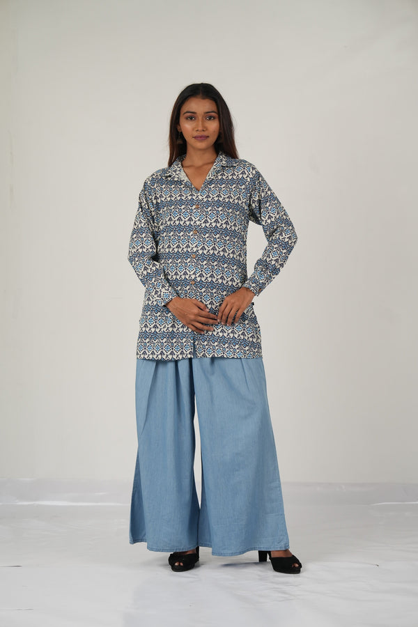 Vedic BLUE TRIBAL short top outfit