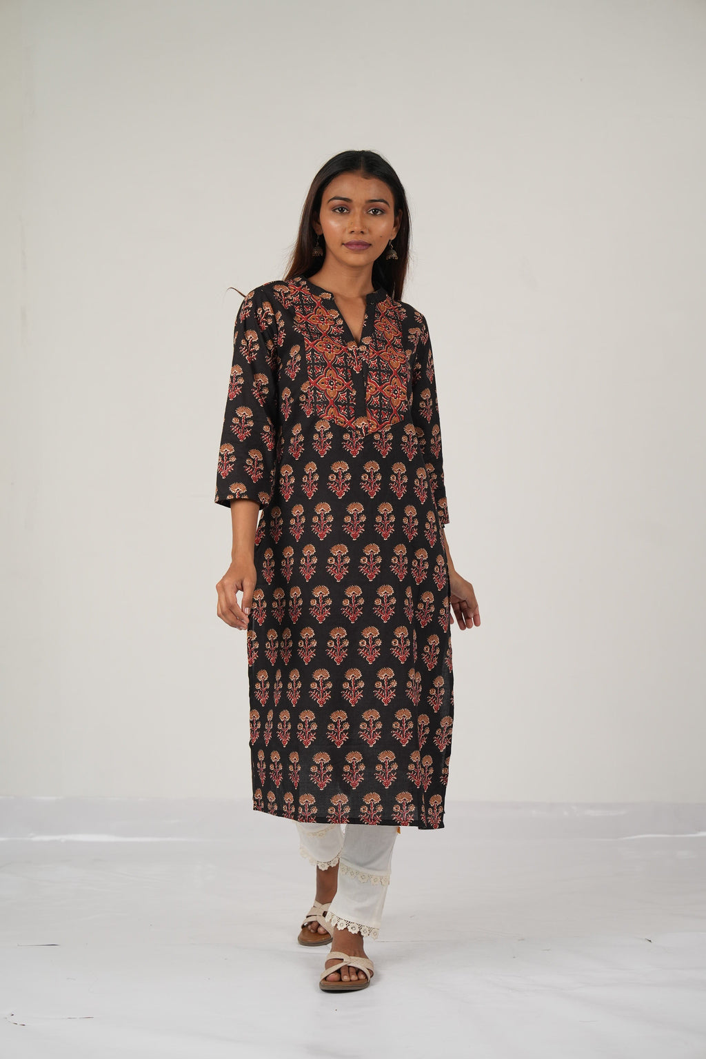 Vedic top wear handwork kurta(Black).