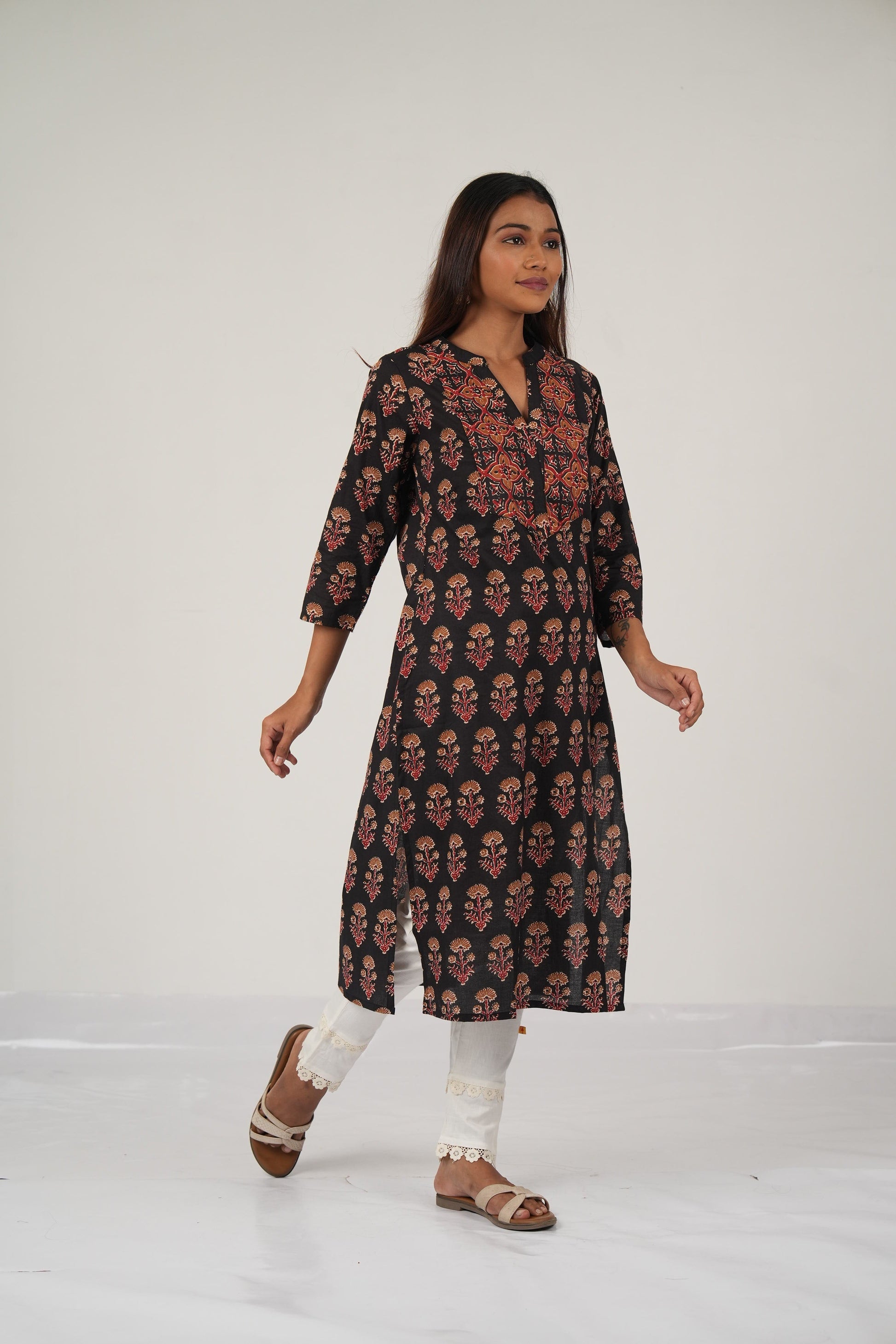 Vedic top wear handwork kurta(Black).