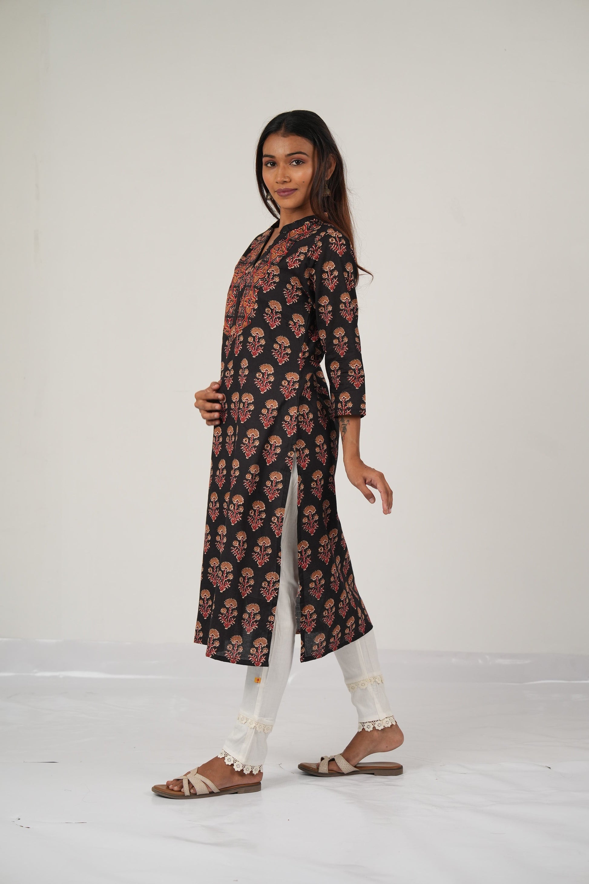 Vedic top wear handwork kurta(Black).