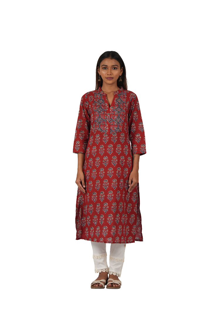 Vedic top wear handwork kurta (Red).